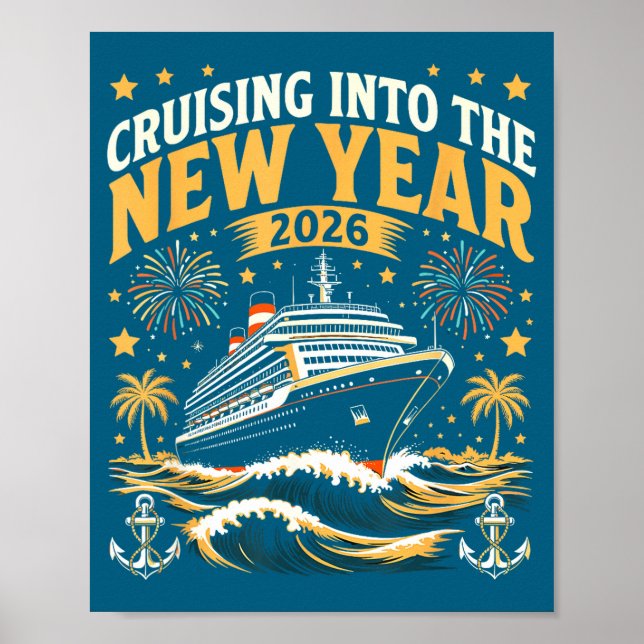 Póster Cruising Into 2026 New Years Eve Party Favors Fami (Frente)