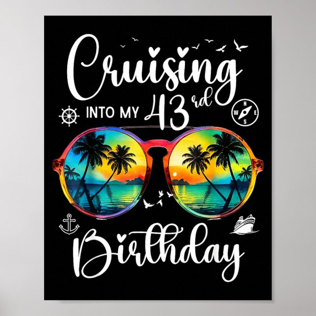 Póster Cruising Into My 43rd Birthday Trip Vacation Cruis (Frente)