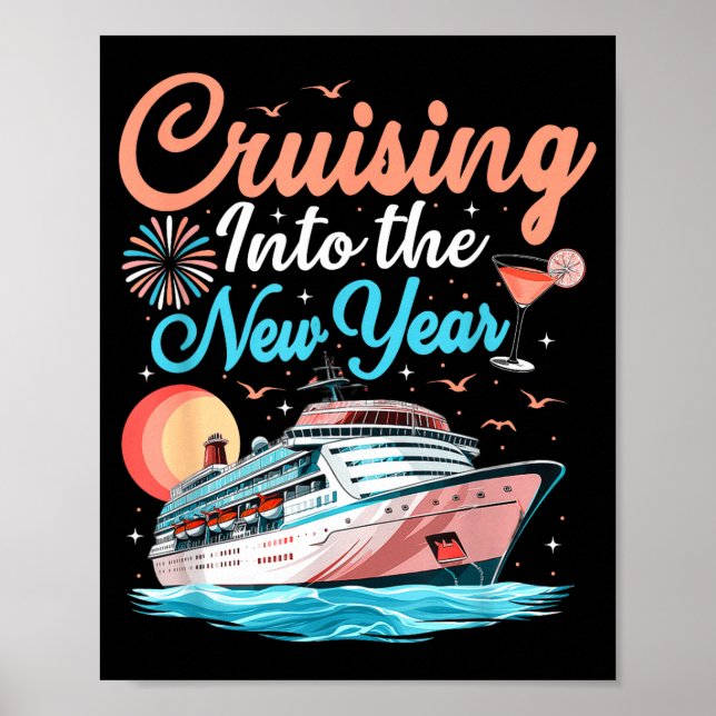Póster Cruising Into New Years Eve Party Countdown Happy  (Frente)