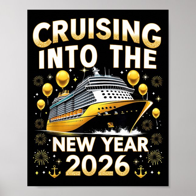 Póster Cruising Into The New Year 2026 Cruise Party Gift  (Frente)