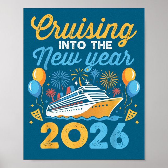 Póster Cruising Into The New Year 2026 Family Cruise Cele (Frente)