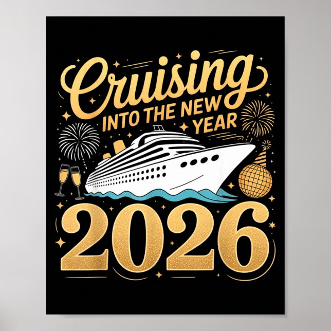 Póster Cruising Into The New Year 2026 Matching Family Cr (Frente)