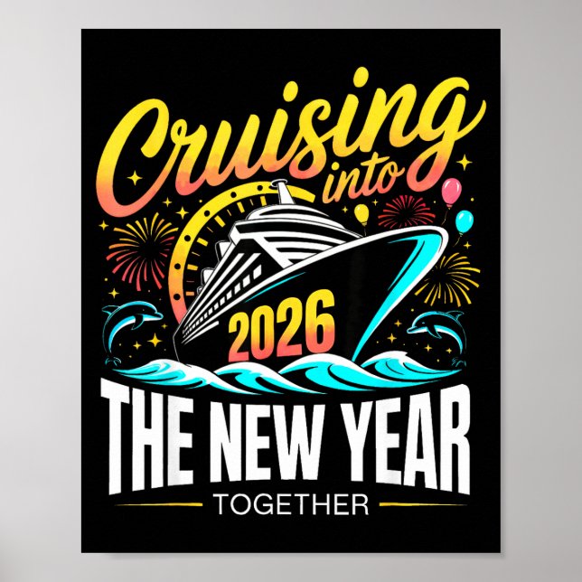 Póster Cruising Into The New Year 2026 Matching Family Cr (Frente)