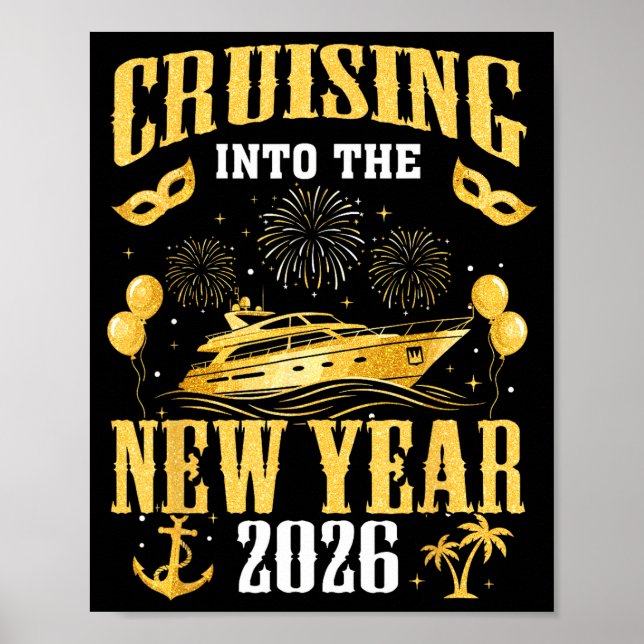 Póster Cruising Into The New Year 2026 New Year Eve Famil (Frente)
