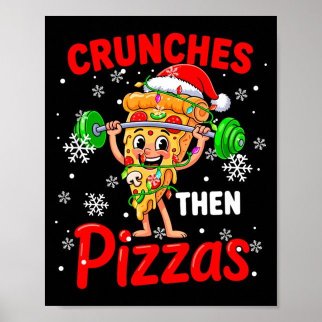 Póster Crunches Then Zzas Xmas Santa Zza Weightlifting Gy (Frente)