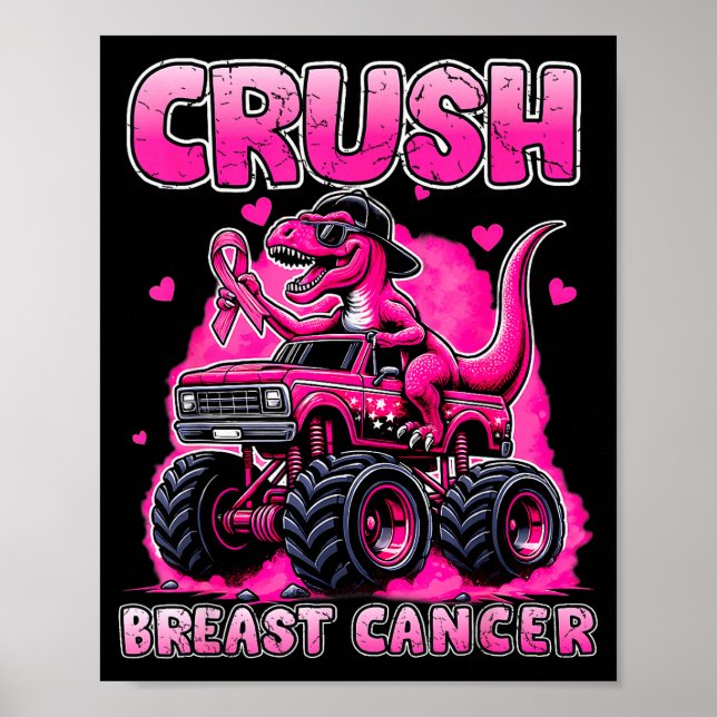 Póster Crush Breast Cancer Awareness T Rex Monster Truck  (Frente)