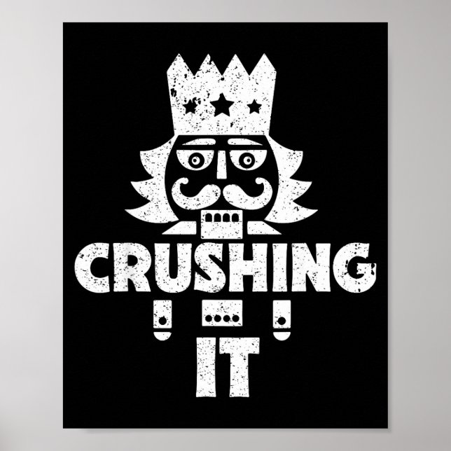 Póster Crushing It Nutcracker Funny Retro Christmas Festi (Frente)