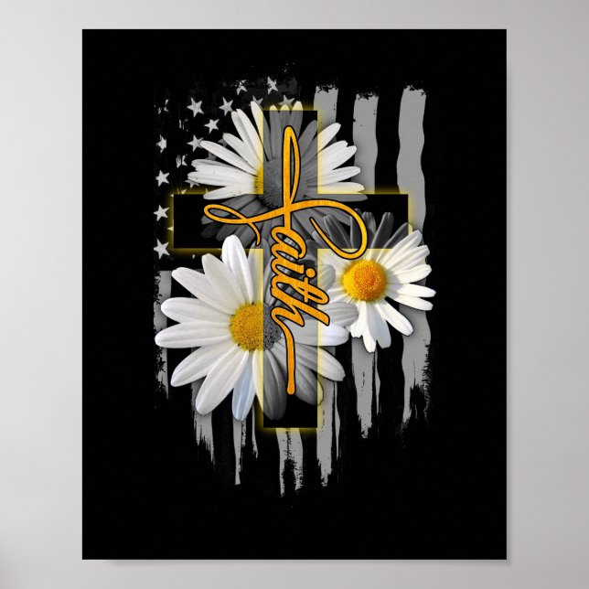Póster Cruz Casual de Fe Daisy Bandera de Estados Unidos (Frente)