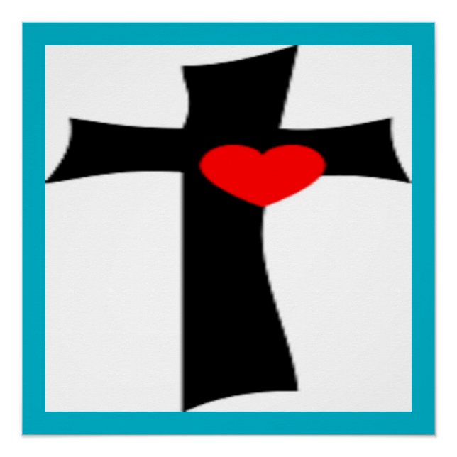 PÓSTER CRUZ CON CORAZÓN ROJO (Anverso)