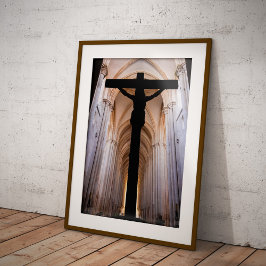 Póster Cruz con Jesucristo. Abadía gótica de Alcobaca