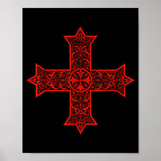 Póster Cruz copta Iglesia ortodoxa copta Cristo oriental (Frente)