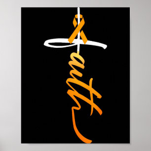 Póster Cruz cristiana de fe cinta naranja Conciencia de E