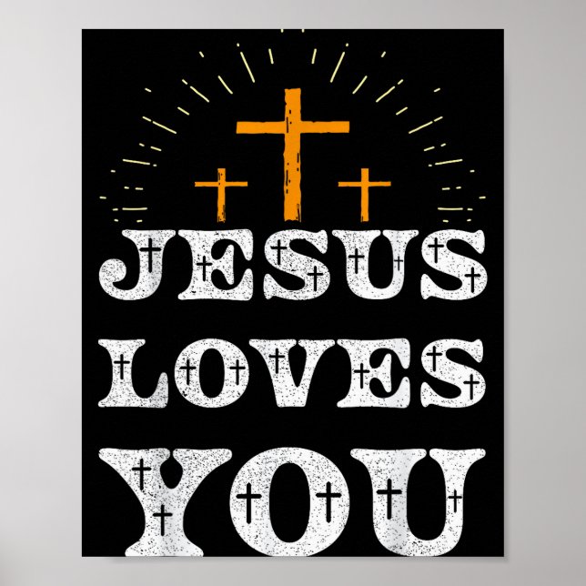 Póster Cruz Cristiana Fe Jesús Te Ama  (Frente)