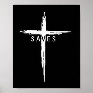 Póster Cruz Cristiana Genial Jesús Salva Hombres Mujeres