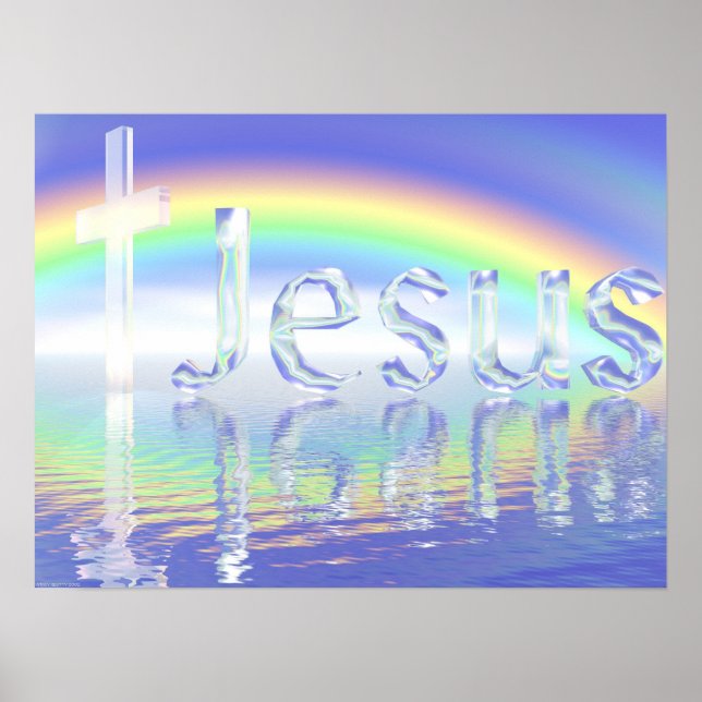 Póster Cruz de arcoiris para Jesús (Frente)