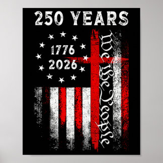 Póster Cruz de bandera 250 años de fe y libertad 1776-202