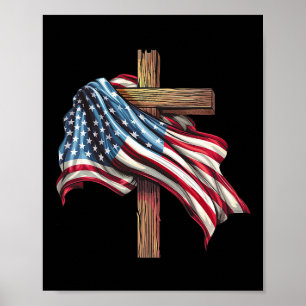 Póster Cruz De Bandera Estadounidense Para Patrióticos Cr