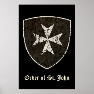 Póster Cruz de Hospitaller de los caballeros, apenada