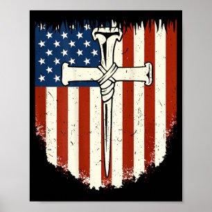 Póster Cruz de la bandera americana de 3 clavos Dom crist