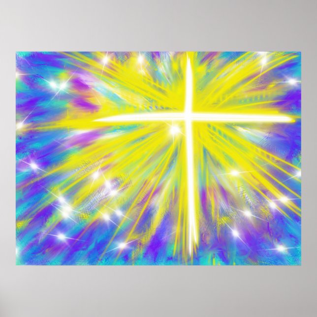 Póster Cruz de la resurrección abstracta de Semana Santa (Frente)