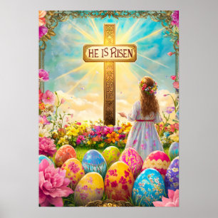 Póster Cruz de la Resurrección de Pascua se levanta