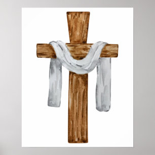 Póster Cruz de madera Jesucristo