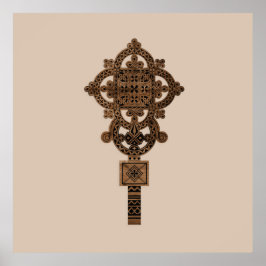 Póster Cruz de mano de madera