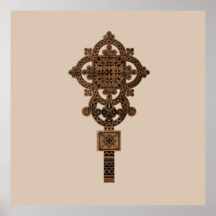 Póster Cruz de mano de madera