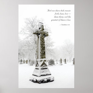 Póster Cruz de Nieve: 1 Corinthians 13:13 - Inspirador