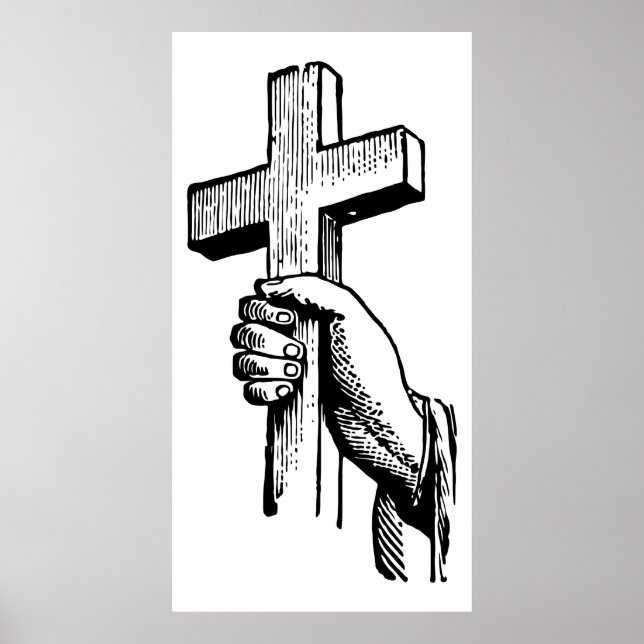 Póster Cruz de Pascua Negra y Blanca Cristiana (Frente)