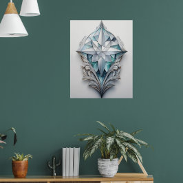 Póster Cruz decorativa geométrica azul