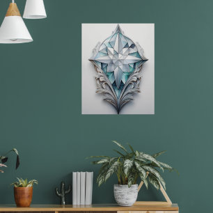 Póster Cruz decorativa geométrica azul