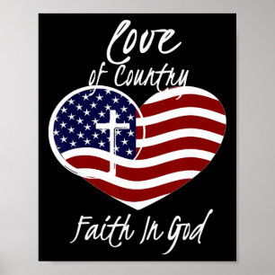 Póster Cruz del Corazón de la Fe Cristiana Patriótica en