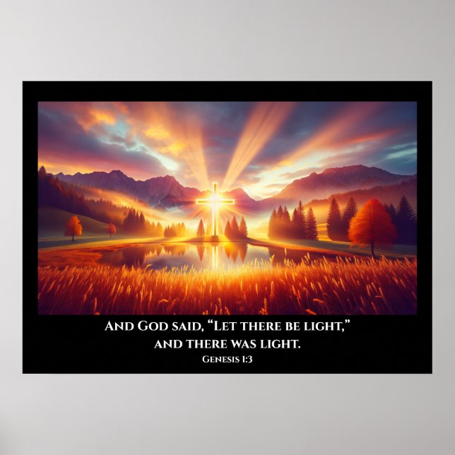 Póster Cruz Dorada bajo un glorioso amanecer (Frente)