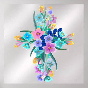 Póster Cruz floral