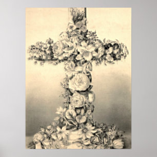 Póster Cruz Floral Domingo de Pascua y Ramos