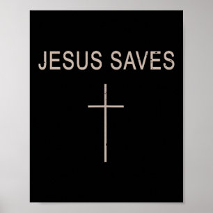Póster Cruz Jesús Salva Fe Cristiana Minimalista Religios