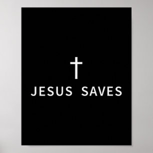 Póster Cruz Mínima Cristiana Jesús Salva Modo Religioso