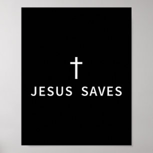 Póster Cruz Mínima Cristiana Jesús Salva Modo Religioso