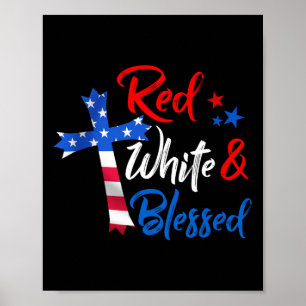 Póster Cruz Roja Blanca y Blanca; Bienaventurados 4 De Ju