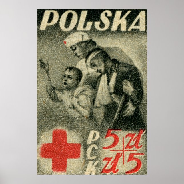 Póster Cruz Roja de Polonia en 1947 (Frente)