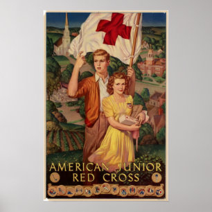 Póster Cruz Roja Junior de la Segunda Guerra Mundial