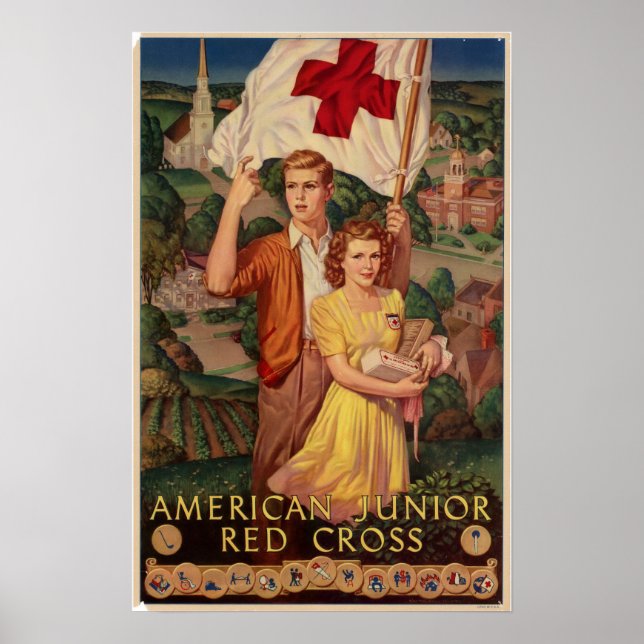 Póster Cruz Roja Junior de la Segunda Guerra Mundial (Frente)