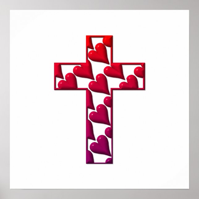 Póster Cruz Roja llena de corazones (Frente)