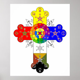 Póster Cruz rosada masónica