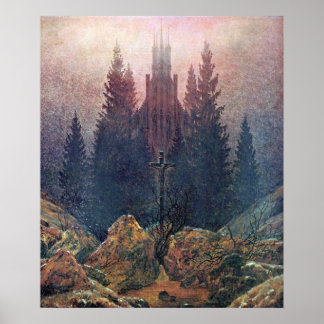 Póster Cruz y Catedral Caspar David Friedrich