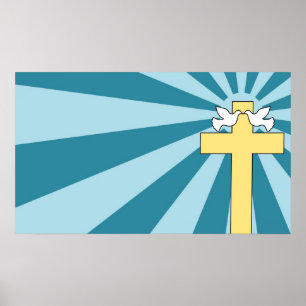 Póster Cruz y palomas sagradas