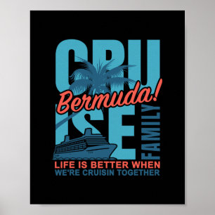 Póster Cruzada Familiar en Bermudas Ropa de Viaje al Océa