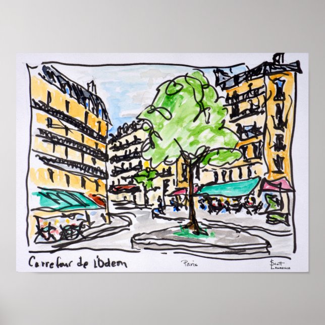 Póster Cruzamiento del Odeón, París, Francia (Frente)
