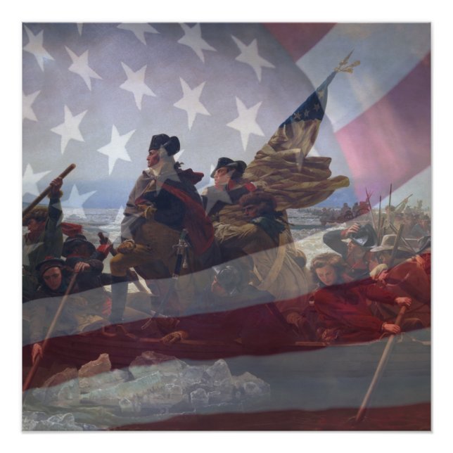 Póster Cruzando la imprenta de tela estirada del río Dela (Anverso)